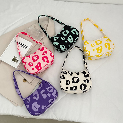  New Print Leopard Print Stylish Bag Trendy Canvas Fashion Single Shoulder Bag Korean Style Street Fashion Handbag for Women