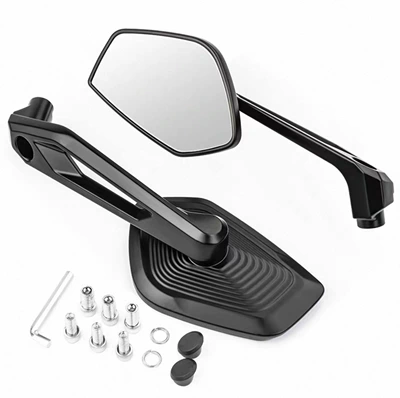 Suitable for Pedal Electric Vehicle Rearview Mirror, Motorcycle Reflector, Motorcycle Modified Reversing Mirror, Tricycle Universal Mirror (Motorcycle rearview mirror) - 472-rearview-mirror-short-black