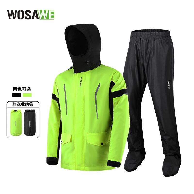 Wosawe Road Bike Cycling Split Raincoat and Rain Pants Set Mountaineering Waterproof Jacket with Hidden Shoe Cover Wosawe Road Bike Cycling Split Raincoat and Rain Pants Set Mountaineering Waterproof Jacket with Hidden Shoe Cover
