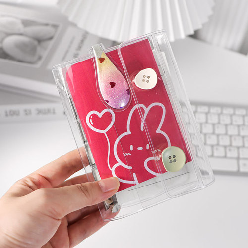 Simple M5 Wirebound Notebook PVC Transparent Tri-fold Color-blocked Dual-fastener Standard 5-hole Diary DIY Wirebound Cover