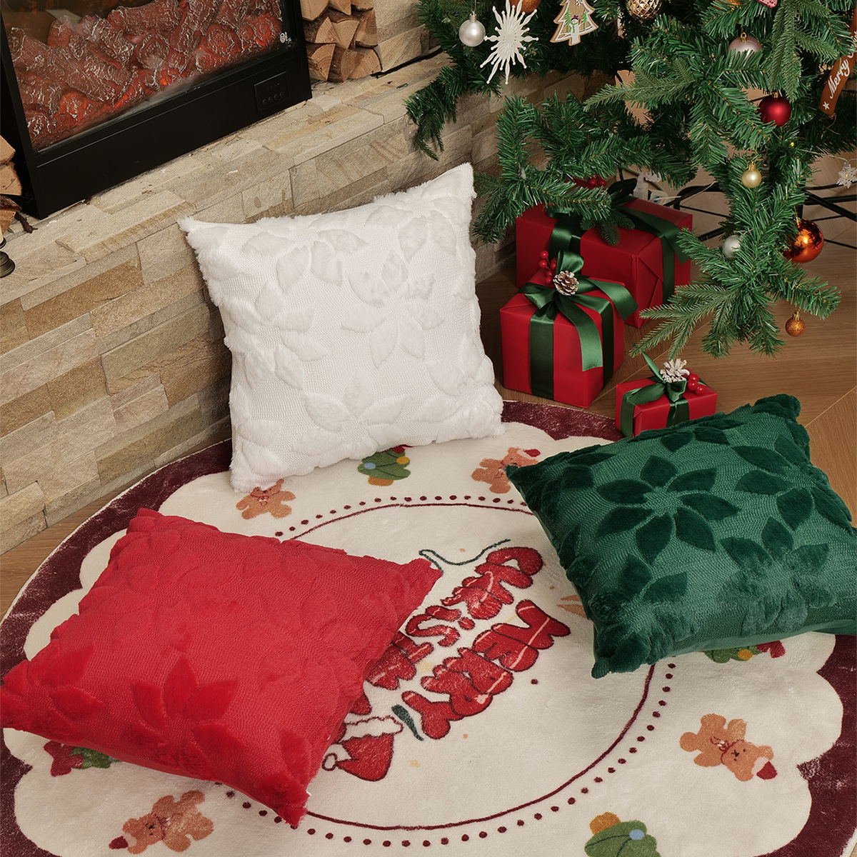 2025 transfronterizos nuevos fundas de almohada de Navidad Europa y América decoración de Navidad fundas de almohada de peluche TEMU en stock