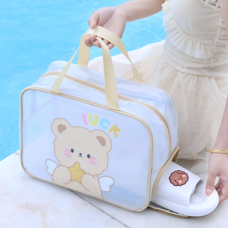 Nueva bolsa de cosméticos de viaje de gran capacidad bolsa de playa húmeda y seca separación fitness bolsa de natación bolsa de almacenamiento de dibujos animados