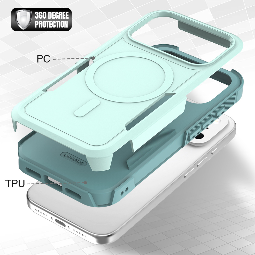 Aplicable Apple 17 Pro zarpe todo incluido dos en uno estuche para teléfono móvil magnético cubierta protectora antideslizante lateral en stock