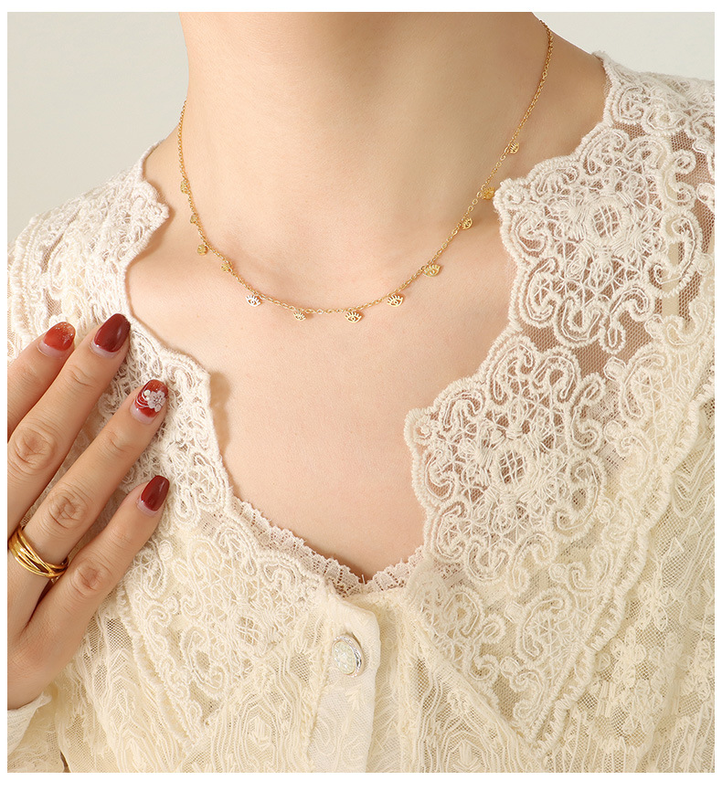 fashion geometric star oval leaf pendant necklace female titanium steel 18k trend jewelry