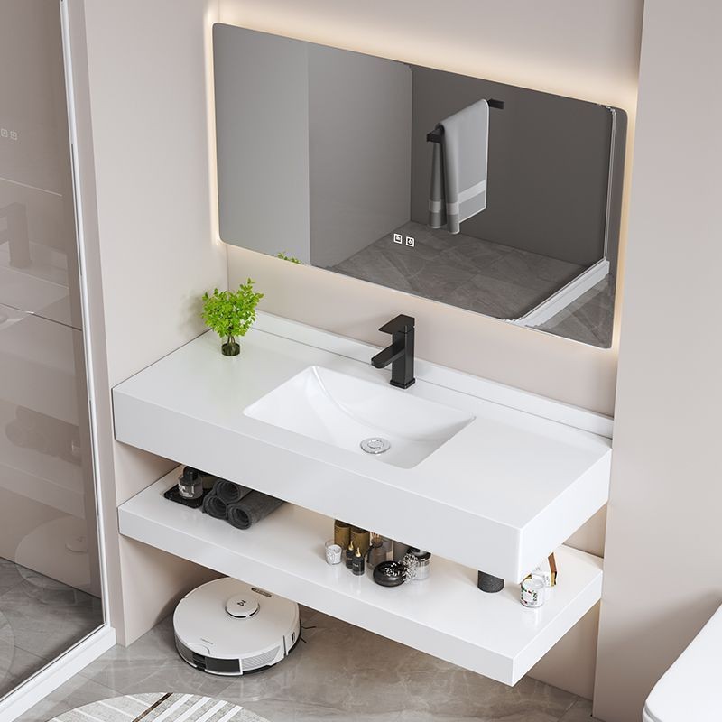 Slate Double-Layer Washbasin Seamless Ceramic Bathroom Cabinet Combination Hotel B&B Washroom Washbasin