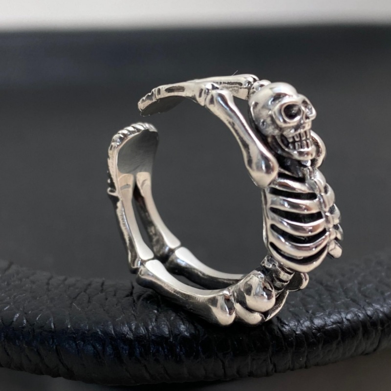 Open ring for men, European and American style, Halloween rock punk skull, exaggerated vintage ring, exaggerated punk hand accessory