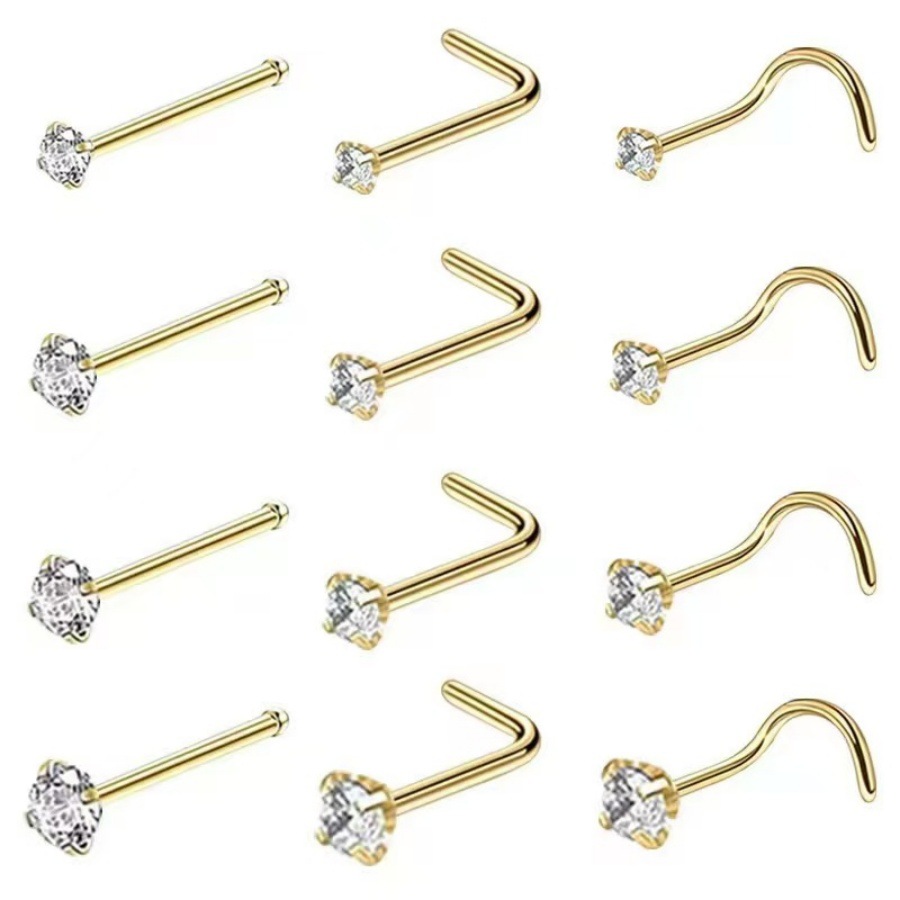 Piercing naso in acciaio inossidabile con zircone rotondo donna_voghion.com