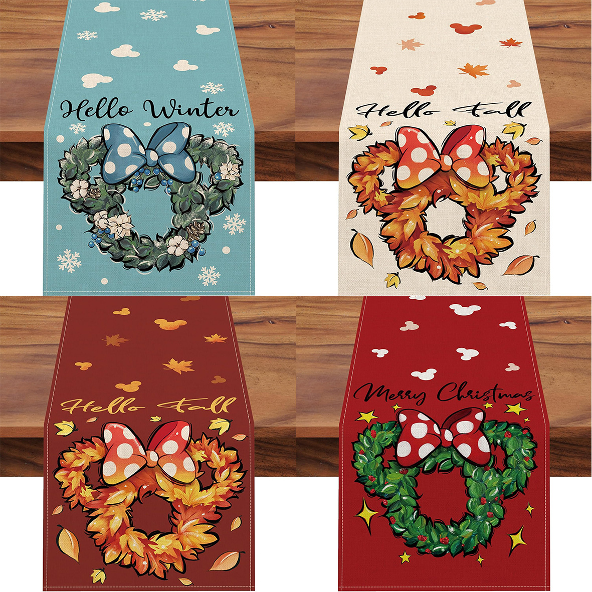 Transfronterizo 2024 Amazon nuevo ratón de Navidad con guirlandas festivas tabla de lino tabla de comedor tabla de té