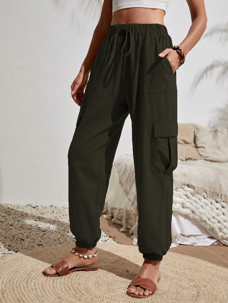 Pantalones de Mujer para Trabajo Casual, Color Sólido Versátil, con Bolsillos, Primavera-Verano 2025, Ropa de Mujer Europea y Americana, Amazon, Tiktok, Temu image 11