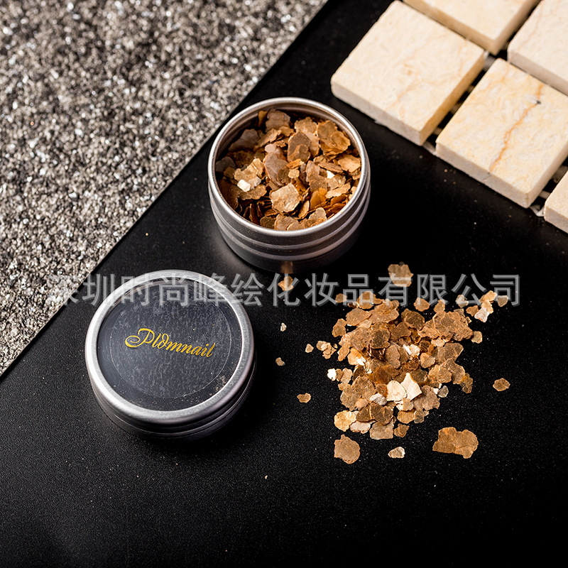 铜金片美甲装饰品钻饰贴饰日系指甲贴盒装薄片新款ins风网红闪粉