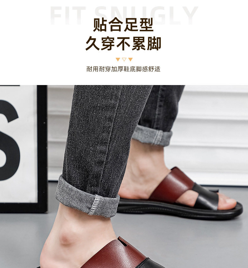 Dép sandal nam quai ngang hở mũi cỡ lớn, mặt siêu sợi phối da PU chống trượt, đi ngoài trời và đi biển — Màu trắng, Xanh nhạt, Xanh đậm, Đỏ nâu chi tiết 13