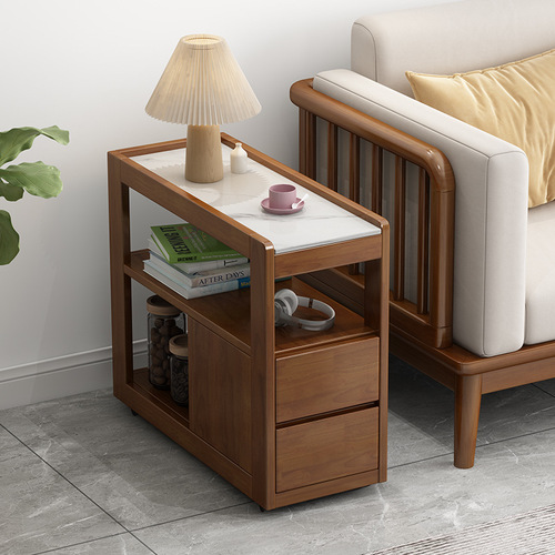 Simple slate sofa side table movable coffee table cabinet Nordic side cabinet side corner table storage storage cabinet small coffee table