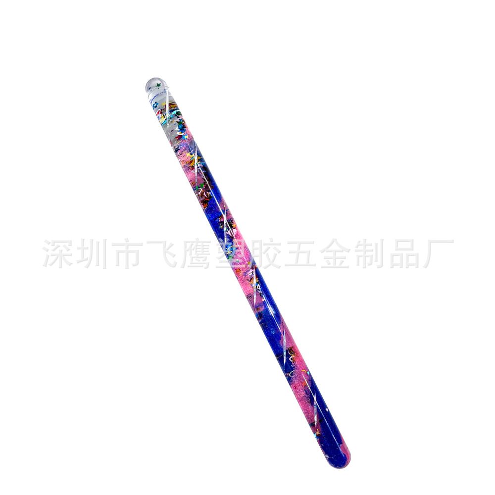 新款亚克力闪光棒解压旋转棒入油流沙棒感官减压玩具礼品
