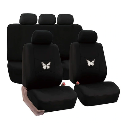 Universal seat cover Printed Universal Car Seat Cover - black-five-seater-nine-piece-set-general