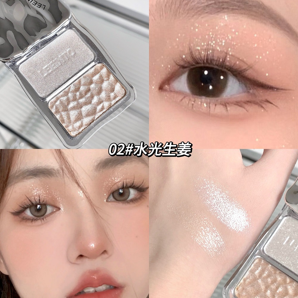 LEEINTO Dream Diamond Flashing Powder de alto brillo de dos colores para jóvenes que brillan el color de la puré de patatas mate perla fina tapa de destello