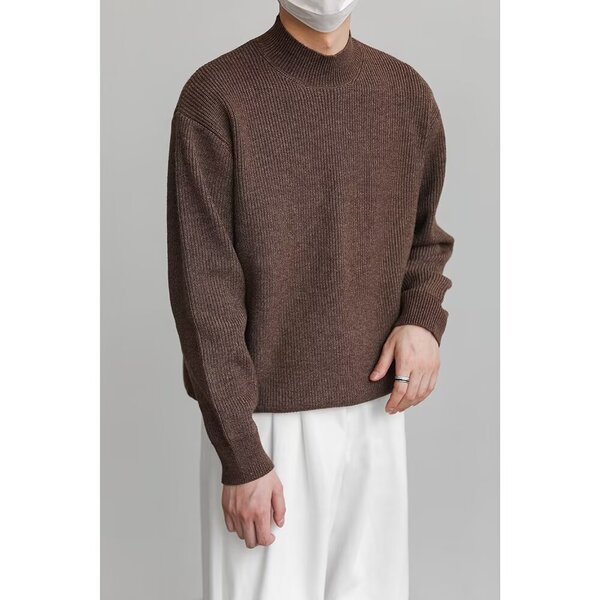 Retro fashionable knitted trend solid color sweater