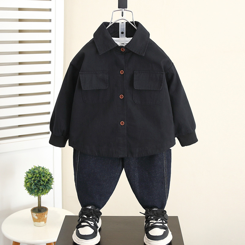 5825 ropa para niños chaqueta de camisa de primavera y otoño 2025 nuevo estilo niño otoño camisa coreana estilo occidental bebé principios de otoño