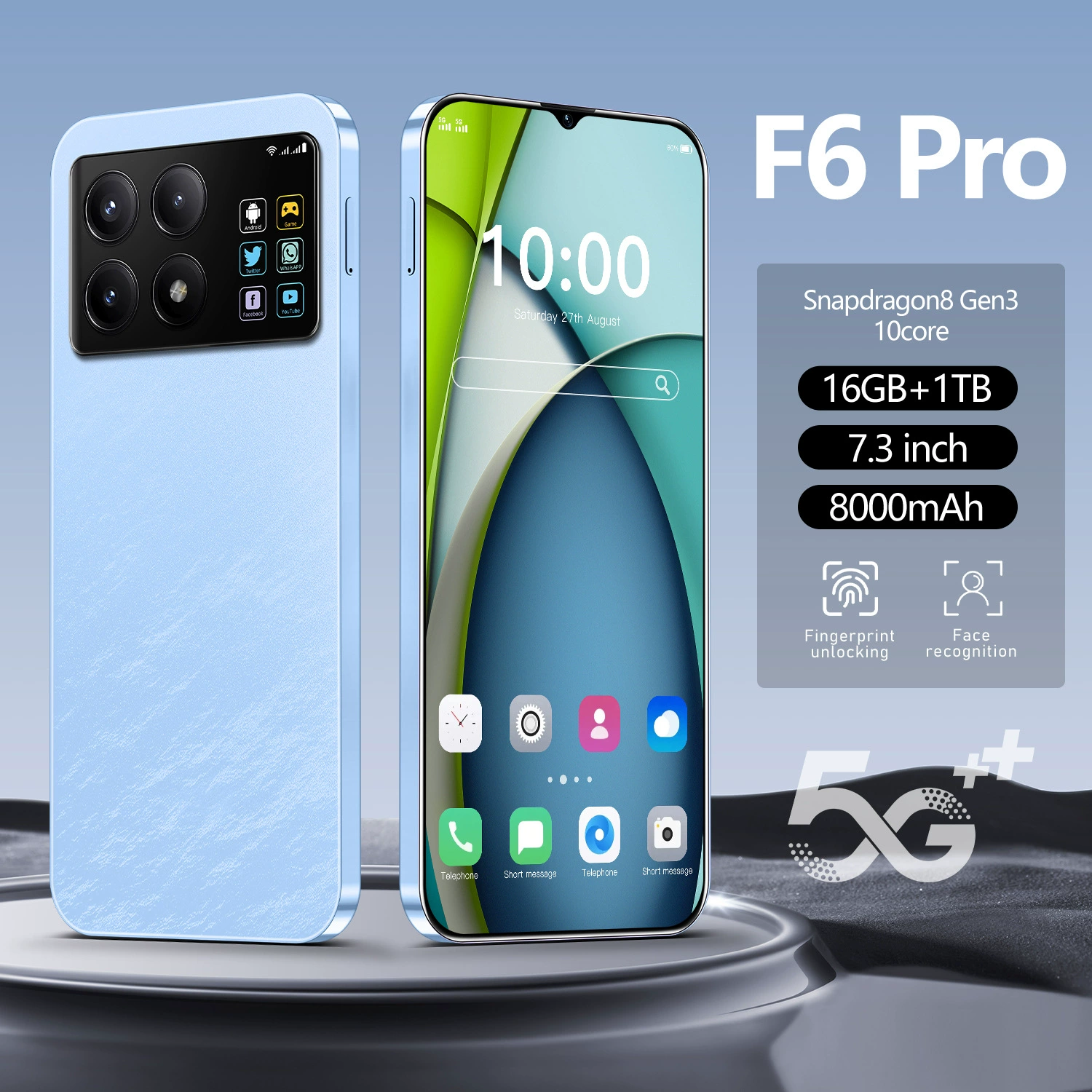 Новый F6 Pro с большим экраном, универсальный мобильный Android «всё-в-одном», 16+1T, смартфон для внешней торговли, цена от производителя