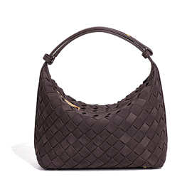 【跨境专供】新款小众高级感磨砂编织手拎饭盒包迷你便当手提女包