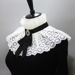 Detachable dickey collar for women girls half shirt sweater decoration collar bow cotton hollow out false lace collar decorative led Europe and the United States