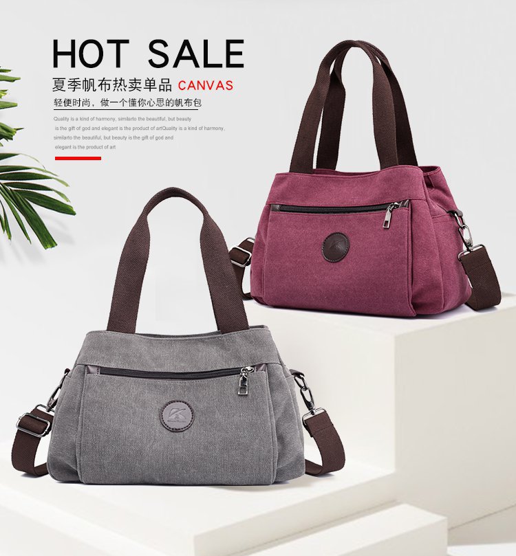 New casual canvas European and American women's single-shoulder bag, solid color trendy women's bag and handbag, cross-border one-piece consignment worldwide Application Scenario