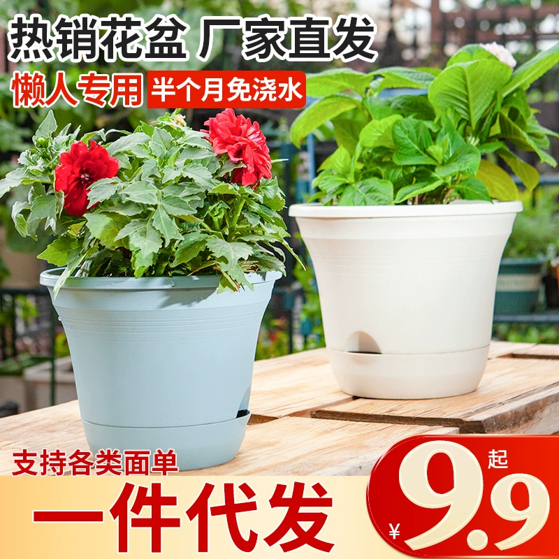 Ленивый самопоглощающийся цветочный горшок утолщенный пластиковый цветочный горшок завод прямая поддержка волос поколение цветочный горшок интернет стиль знаменитости зеленый цветочный горшок редиса