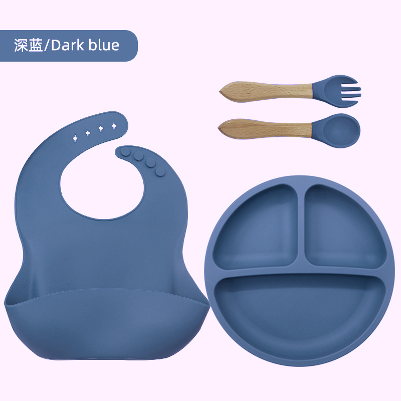 Vajilla de silicona para niños, vajilla de alimentación para bebés, babero de silicona, tazón de alimentos para bebés