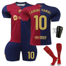 2425款9莱万梅西金色号码外贸供应巴萨主场足球服10号亚马尔球衣