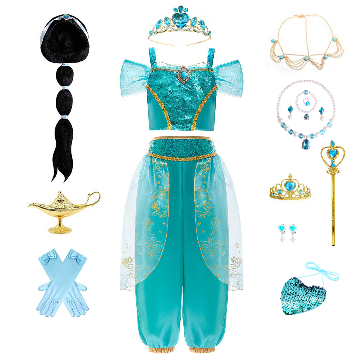 Cross-Border Export Jasmine Princess Cos Suit Kidsren's Style High-Quality Holiday Stage Dress Performance Clothing Sb06