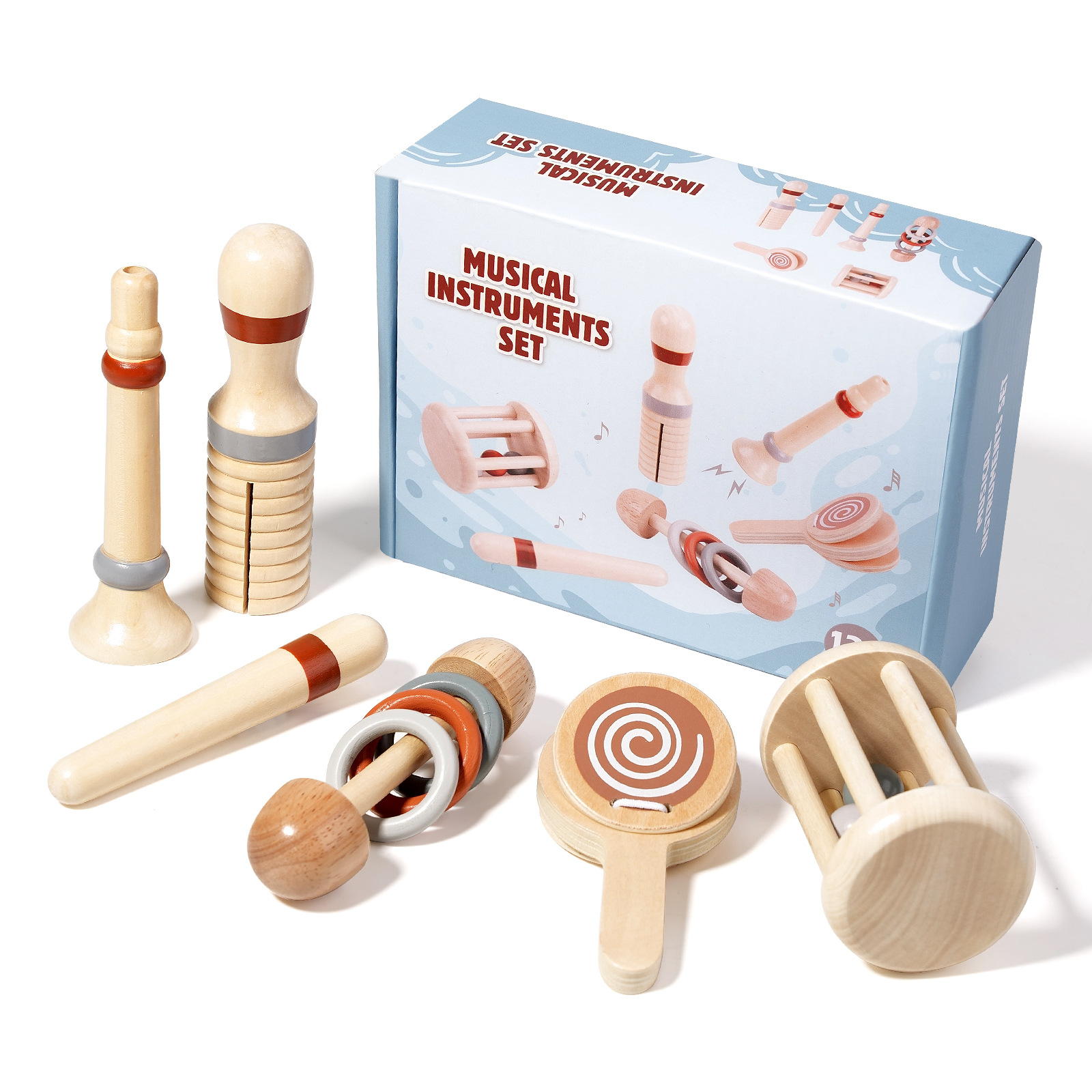 Toque sensorial Montessori de madera para calmar al bebé, sonajero de mano de animal, palo molar, apretar los dientes, ejercicio, agarrar juguetes para padres e hijos