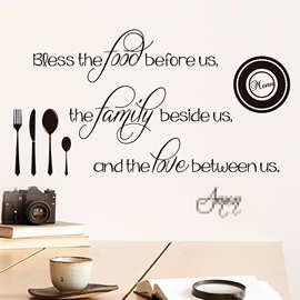 Bless餐具家庭英文箴言厨房餐桌墙壁装饰贴纸跨境可移除 PH2312