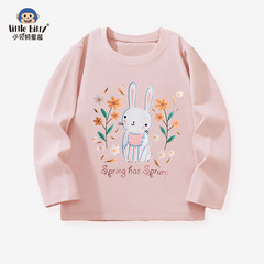 2025 春と秋の女の子長袖コットン Tシャツ子供服漫画動物カジュアル子供トップス子供服卸売