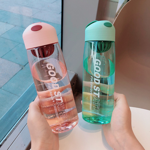 New plastic portable water cup with scale, large-capacity sports water bottle, fitness space cup for male and female students