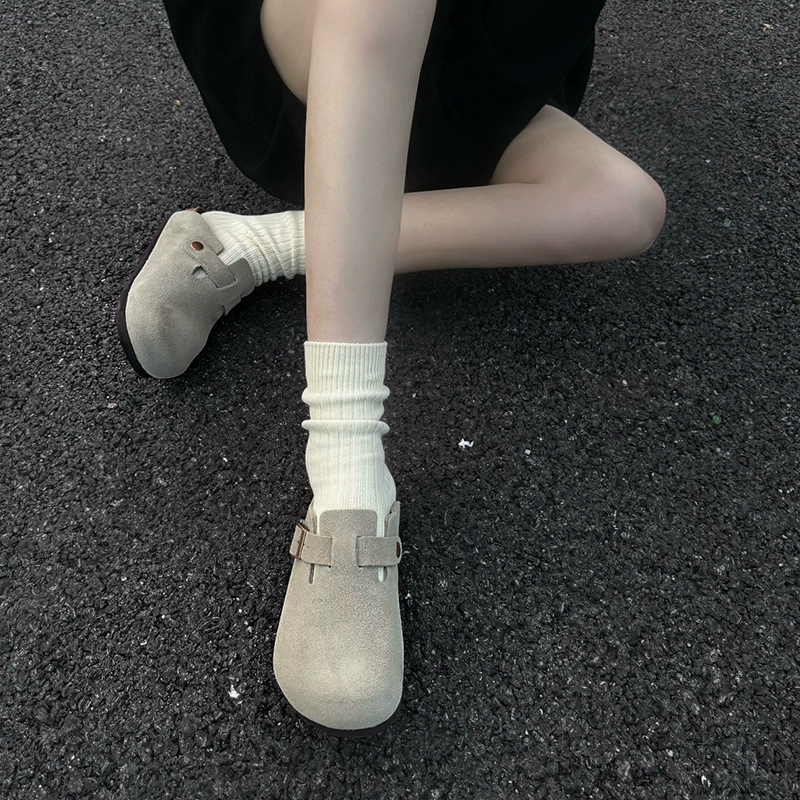 Клогы (Birkenstock) унисекс, натуральная кожа, толстая пробковая подошва, слип-он