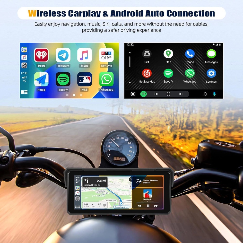 8.1-inch motorcycle wireless carplay driving recorder tire pressure GPS positioning and navigation all-in-one machine 3