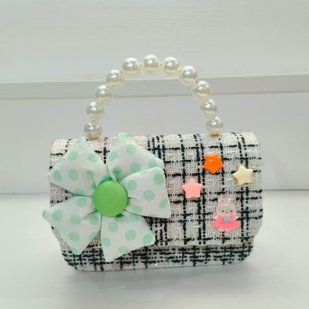 Bolso de perlas flores conejo camisa princesa accesorios de cambio bolso pequeño para niños cadena de billetera de Año Nuevo