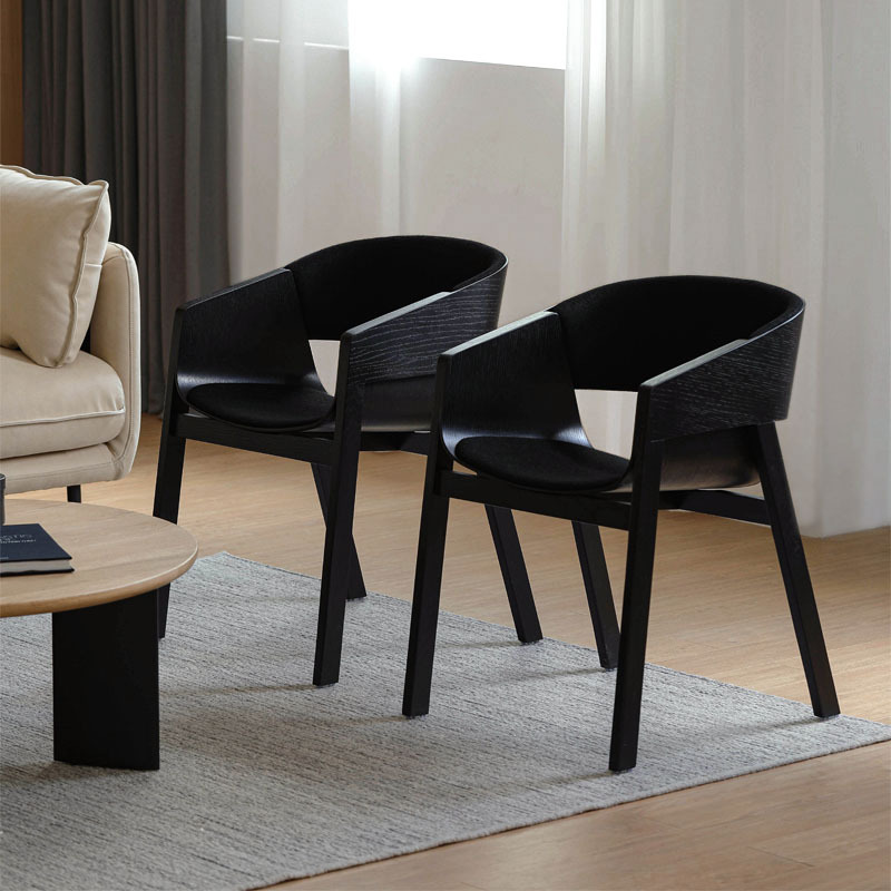 北欧意式极简餐椅进口橡木捷克TON复刻meran软包扶手休闲椅|树mω