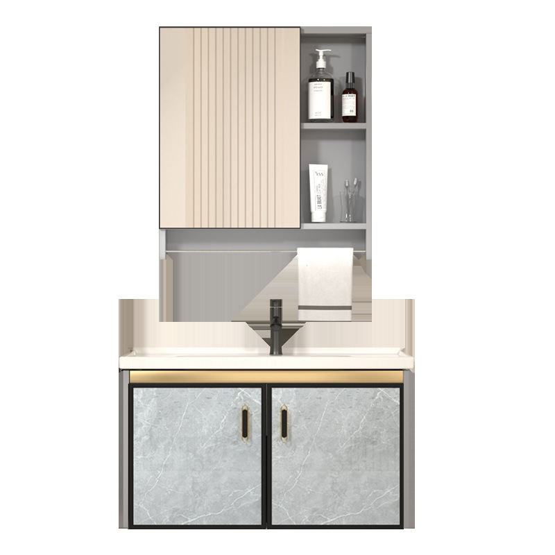 Baño de baño espacio gabinete de baño de aleación de aluminio impermeable a prueba de agua humedad lavabo resistente a la corrosión lavabo balcón cerámica