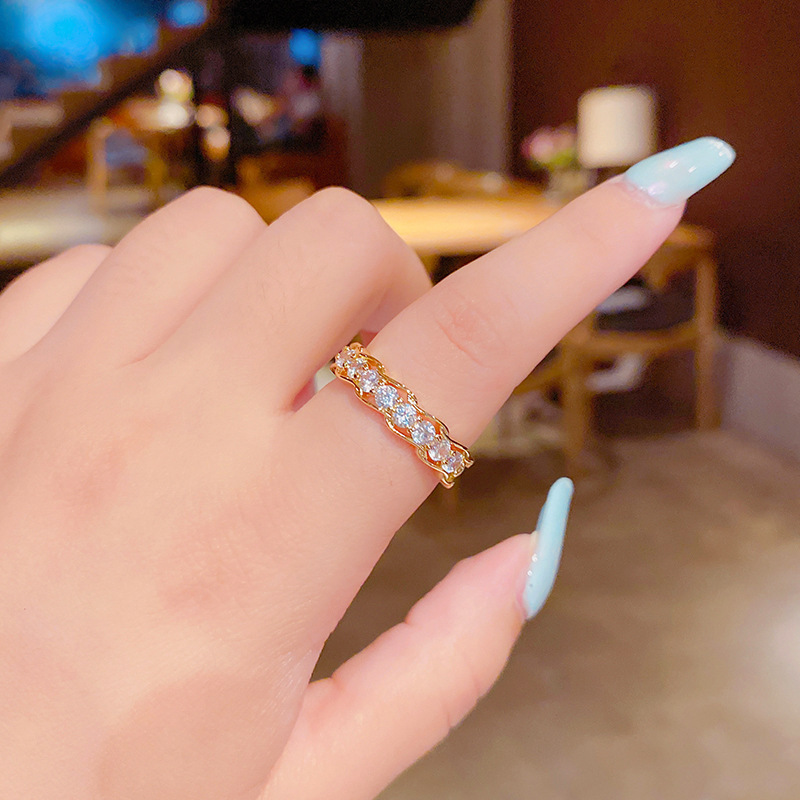 Korean Version Of Micro-inlaid Super Dimmer Zircon Opening Adjustable Korean Fashion Ring display picture 3