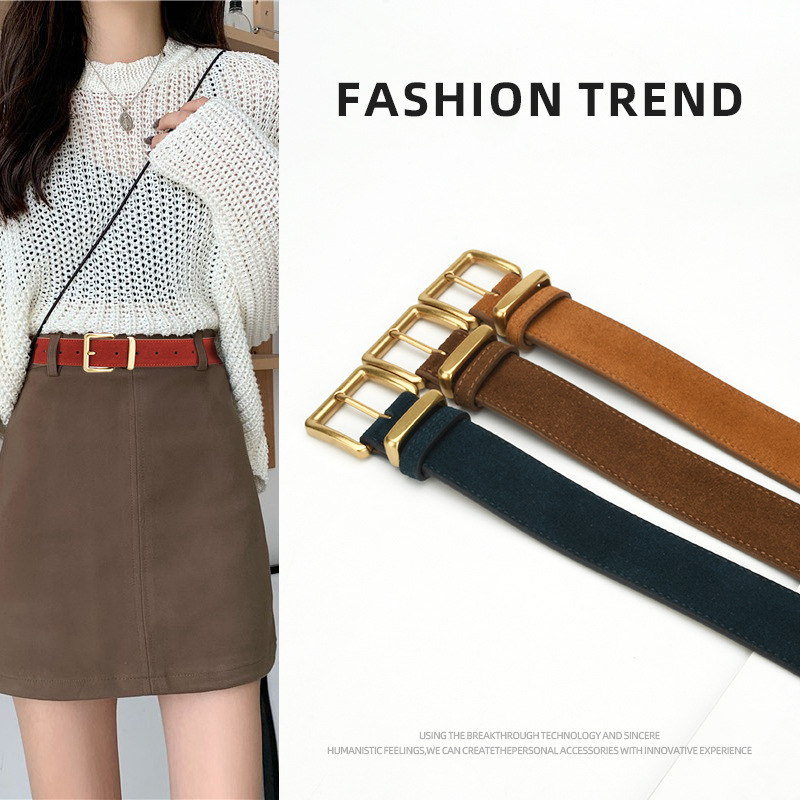 New Needle Buckle Belt For Women Fashionable Simple And Versatile Dress Jeans Decoration Leather Frosted Belt For Women_voghion.com