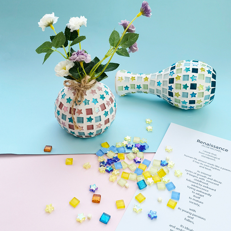Five-pointed star mosaic diy material crystal glass beads creative handmade square beads material accessories carefully selected accessories