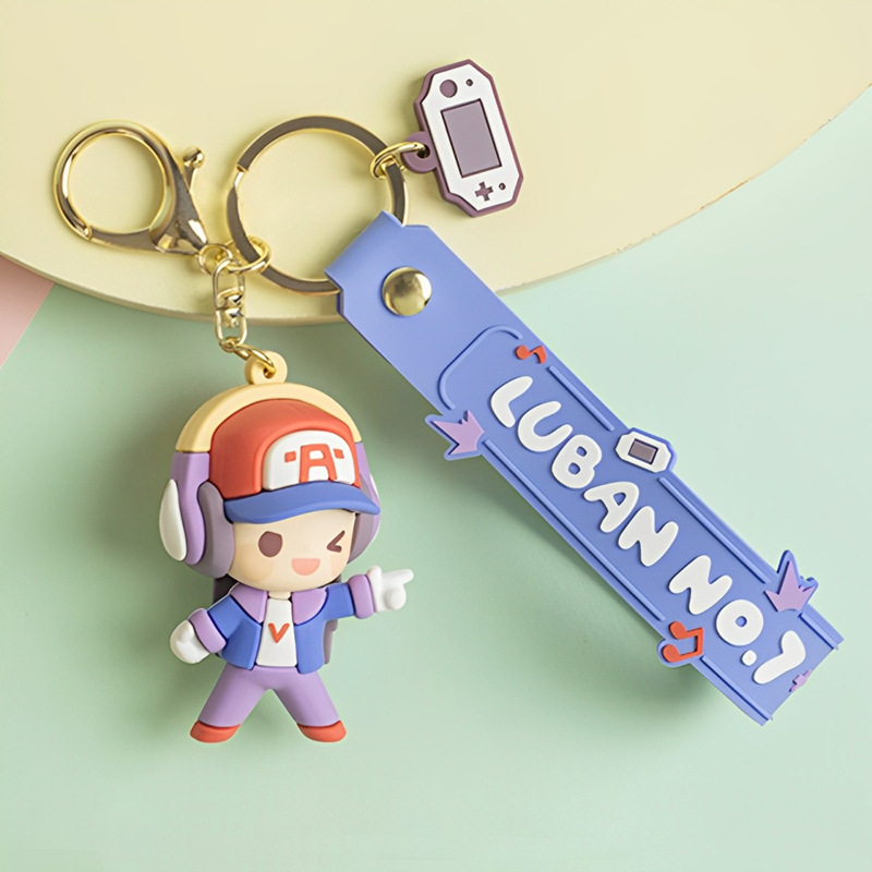 The glory of the king Hero Luban Li Baiyao Sister Angela da Ji Liu Chan Soft Glue Metal Keychain Glue Drop Pendant