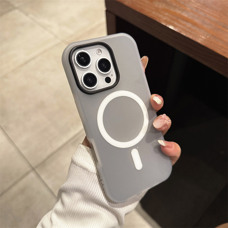 マカロンソリッドカラー磁気吸引 Apple 16 携帯電話ケースキャンディーカラー 15 シンプル 17 携帯電話ケースソフトシェルツーインワン|undefined