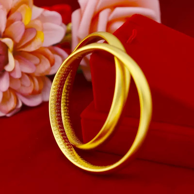 Gold Store Same Style Sand Gold Heritage Ancient Heart Sutra Bracelet Women's Mudfish Back Trendy Plain Ring Bracelet Wholesale