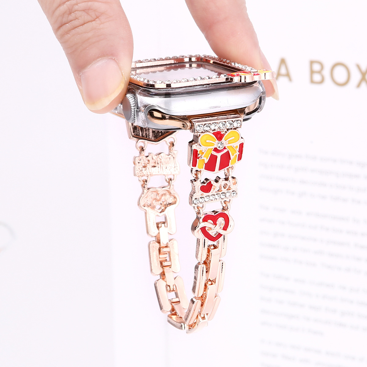 Diamond Metal Watch Strap For Apple Watch Series Se 5 6 7 8 9 Gift Box_voghion.com