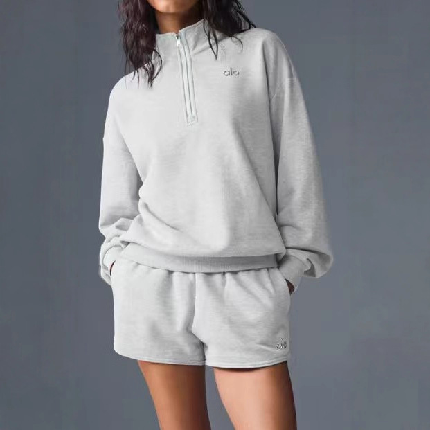 SSALO立领运动卫衣女秋冬季健身瑜伽服长袖上衣百搭半拉链卫衣