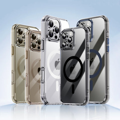 アップル16promax携帯ケース透明マグネットiphone16保護カバー金属エアバッグ転倒防止新型