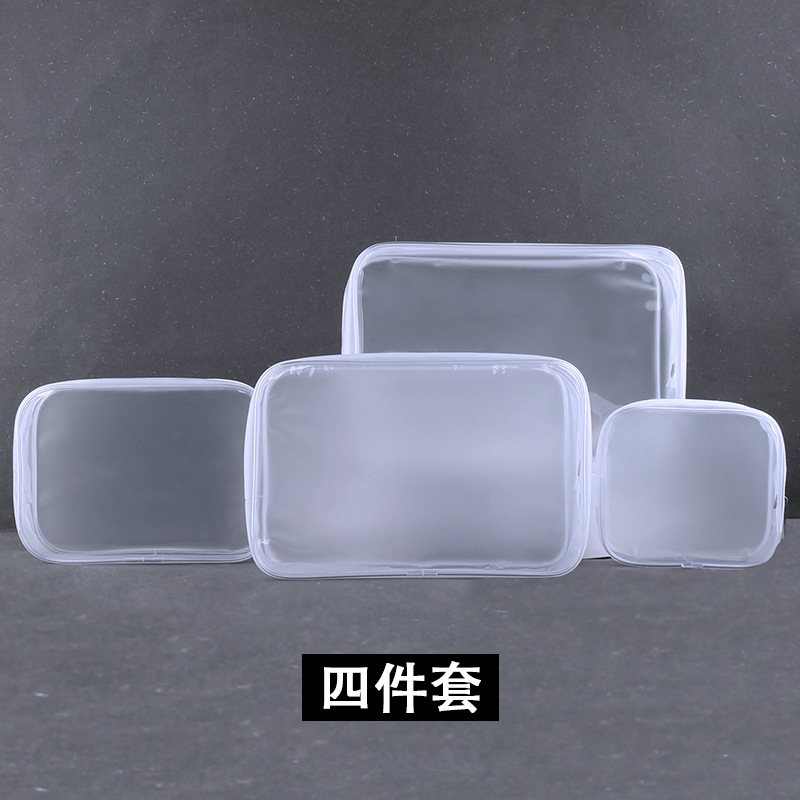 Bolsa de cosméticos de PVC bolsa de lavado tamaño pequeño transparente impermeable cremallera esmerilada bolsa de almacenamiento portátil de viaje conjunto de cuatro piezas al por mayor