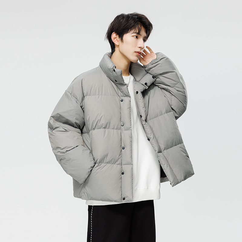 High-Fill down Jacket for Men, Thickened Winter Versatile Youth Top, Warm Puffer Jacket, Trendy Brand Stand Collar Cold-Proof Coat