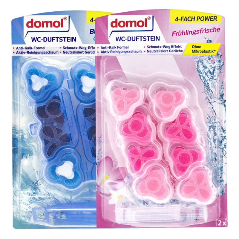 Немецкие шарики для чистки унитазов Domol, подвесные очистители для унитазов, ароматизированные камни для смыва унитаза, 2 подвесных шара, 96 г, оптом.
